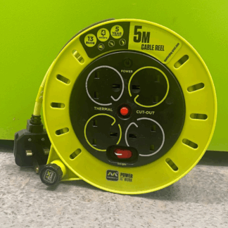 Masterplug 4 socket Grey & green Indoor & outdoor Cable reel, 5m