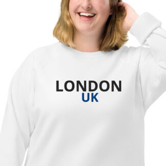 LONDON UK Embroidered Unisex organic raglan sweatshirt